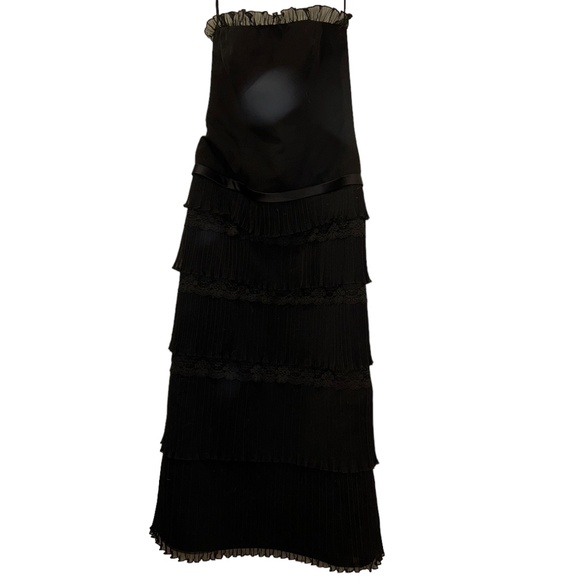 SPECTACULAR all pleat tiered lace strapless Evening Gown Ball Dress S RU… - Picture 1 of 5